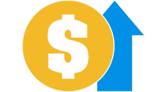Graphique d'une pièce de monnaie avec une flèche vers le haut